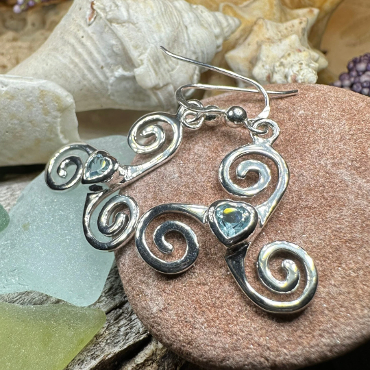 Triple Spiral Heart Earrings