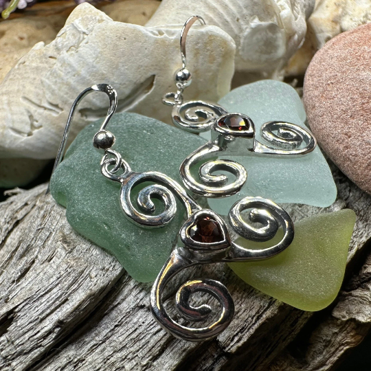 Triple Spiral Heart Earrings