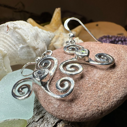 Triple Spiral Heart Earrings