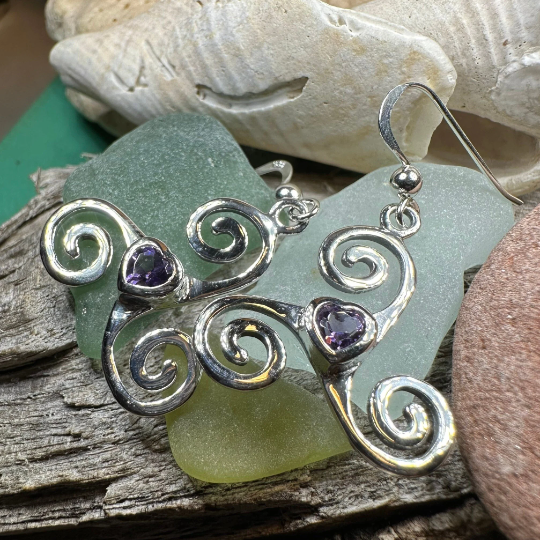 Triple Spiral Heart Earrings