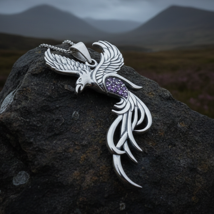 Firebird Phoenix Necklace in Sterling Silver