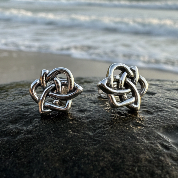 Sylvie Celtic Knot Stud Earrings in Sterling Silver