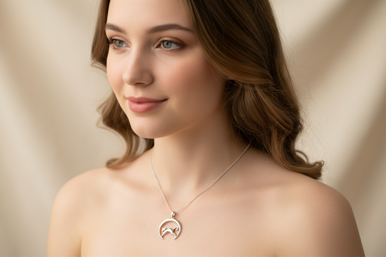 Crescent Moonrise Cat Necklace