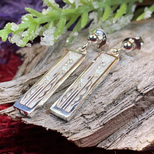 Ella Triple Scottish Thistle Earrings - Handmade in Scotland