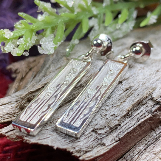 Ella Triple Scottish Thistle Earrings - Handmade in Scotland