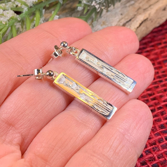 Ella Triple Scottish Thistle Earrings - Handmade in Scotland