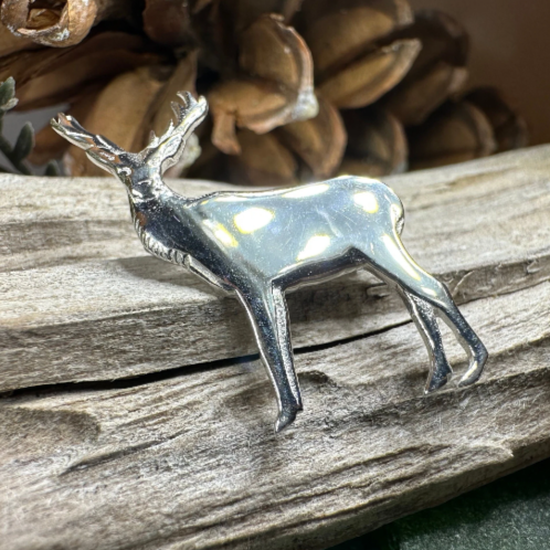 Sterling Silver Highland Stag Brooch - Handmade in Scotland
