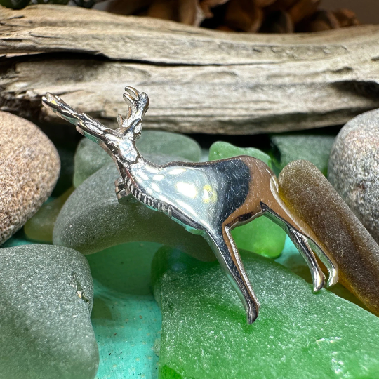 Sterling Silver Highland Stag Brooch - Handmade in Scotland