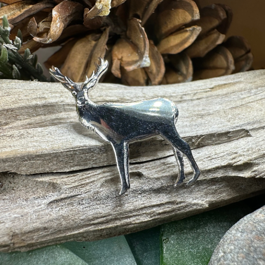 Sterling Silver Highland Stag Brooch - Handmade in Scotland