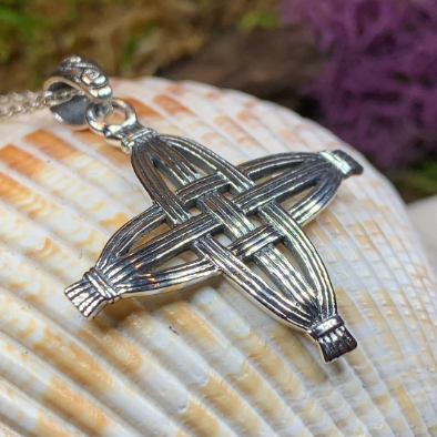 Protection Irish St. Brigid's Cross Necklace in Sterling Silver
