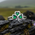 Emerald Isle Irish Shamrock Ring in Sterling Silver