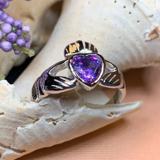 Amethyst Irish Claddagh Ring