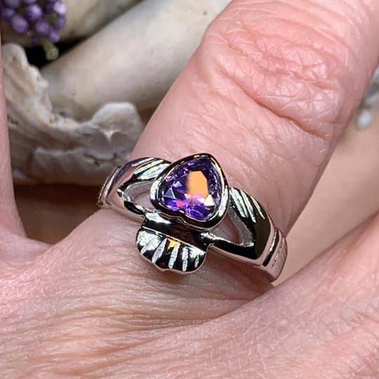 Amethyst Irish Claddagh Ring