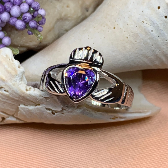 Amethyst Irish Claddagh Ring