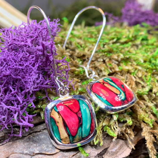 Heathergems Celtic Square Earrings - Handmade in Scotland