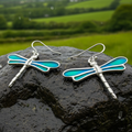 Blue Dragonfly Dangle Earrings for Women