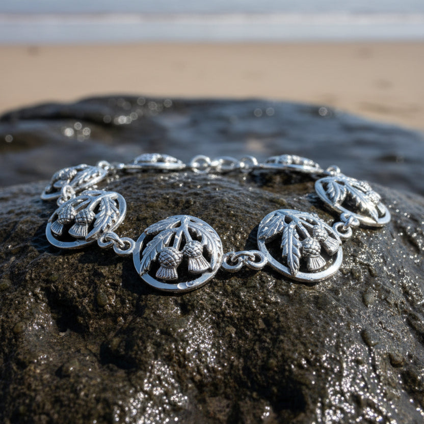 Ailsh Scottish Thistle Bracelet in Sterling Silver