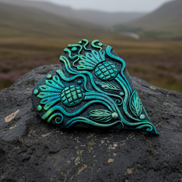 Double Thistle Love Brooch - Handmade in Scotland