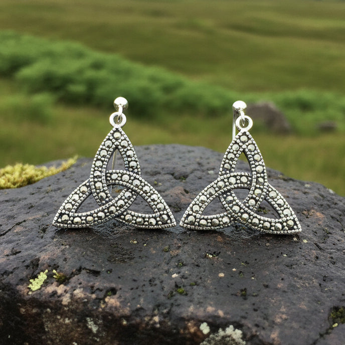 Celtic Knot Marcasite Earrings in Sterling Silver