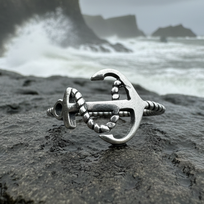 Seaside Anchor Ring in Sterling Silver