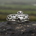 Irish Claddagh Chevron Ring in Sterling Silver