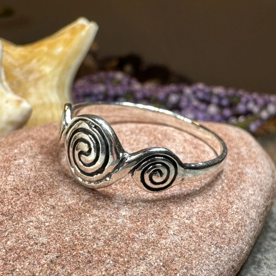 Newgrange Triple Spiral Ring in Sterling Silver